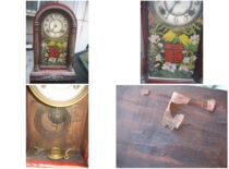 Bao Laos old mechanical clock from the Republic of China wedding photography ornaments glass paintings with happy words melon and fruit pictures Yantai Yongzi old business