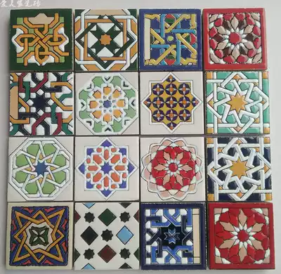 55 * 55mm antique small flower pieces special art hand-painted floor tiles background wall retro small horned flowers Mediterranean flower pieces