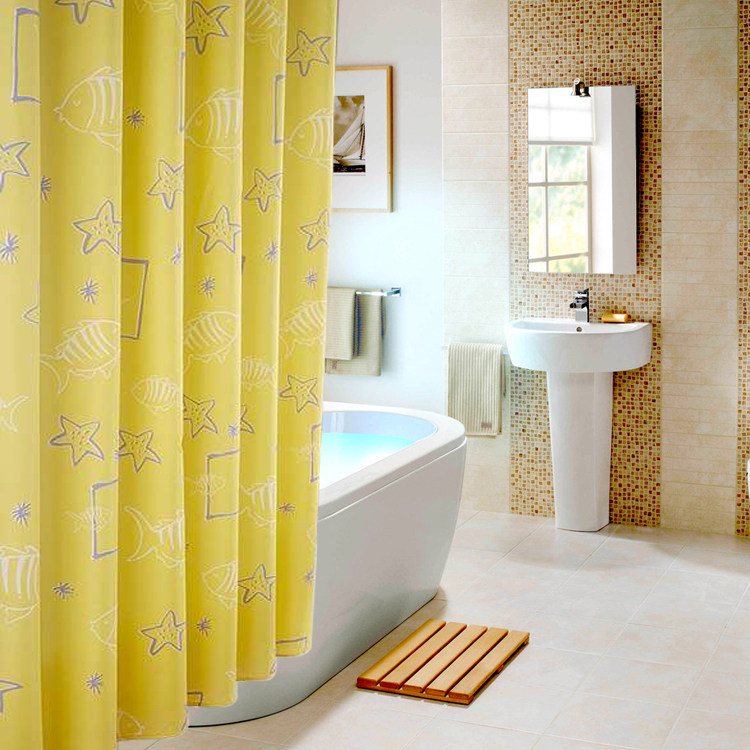 New IKEA European-style thickened polyester shower curtain cloth bathroom waterproof and mildew-proof shower curtain curtain with hook 200 high