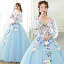 New wedding dress Stage solo art examination Female long performance suit Tutu Studio costume Host evening dress