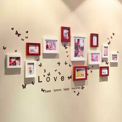 Heart-shaped solid wood photo wall love wall stickers photo wall frame Wall living room bedroom home fashion creative combination