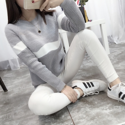 韩版加厚毛衣秋装新款上衣女装外套短款线衣学生套头冬季打底衫女