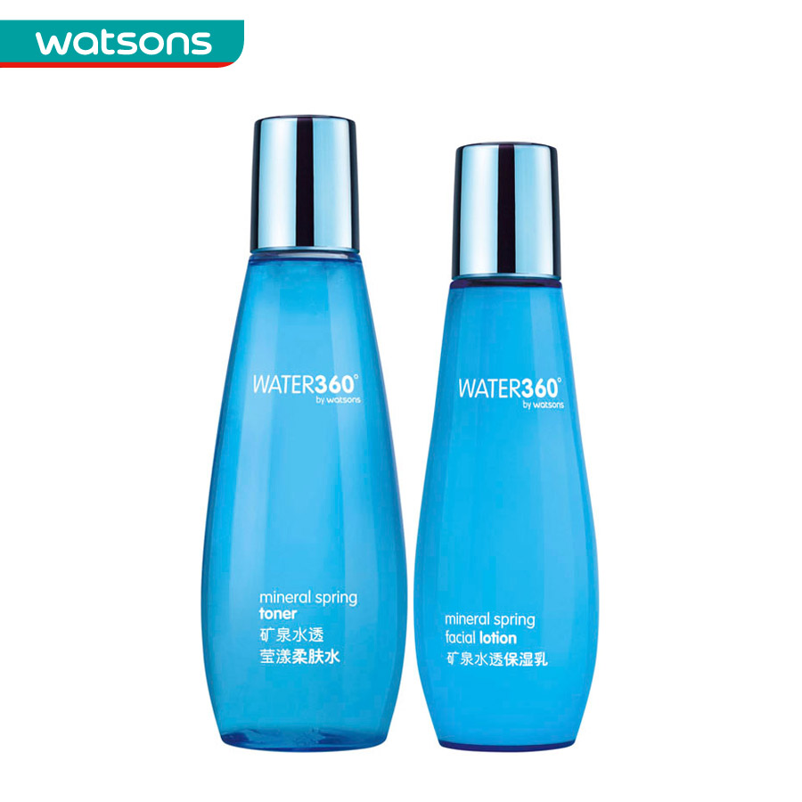 组合价 屈臣氏WATER360矿泉水透保湿乳150ml+柔肤水200ml
