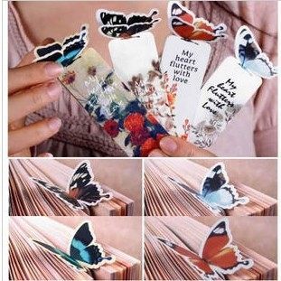 Japan-ROK creative stationery personality colour drawing butterfly bookmarking ancient wind butterfly love flower bookmarking study prize supplies