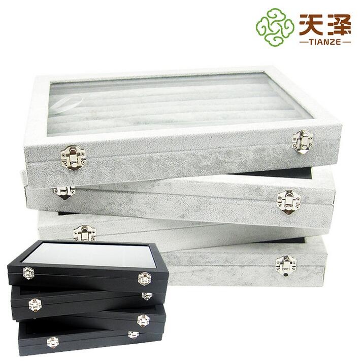 Ice velvet jewelry box Display plate Ring pendant Necklace Bracelet Earrings Storage box with lid Jewelry box