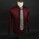 British high-end men's business mercerized cotton burgundy Windsor one-line collar wide collar no-iron shirt haute couture shirt