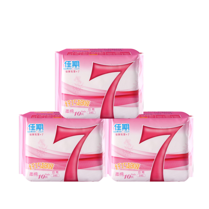 +7佳期卫生巾纤巧超吸柔棉245mm日用10片*3包