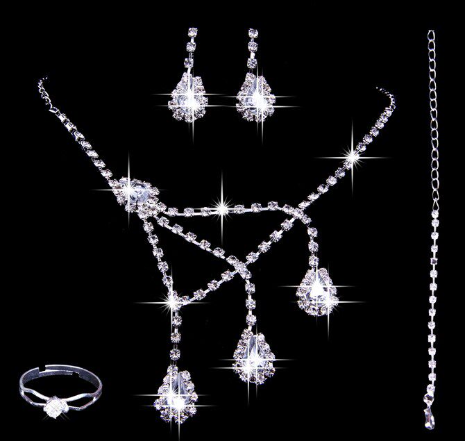 Luxury Rhinestone Bridal Crown Necklace Four-piece Set Wedding Headdress Wedding Dress Bridesmaid Accessories