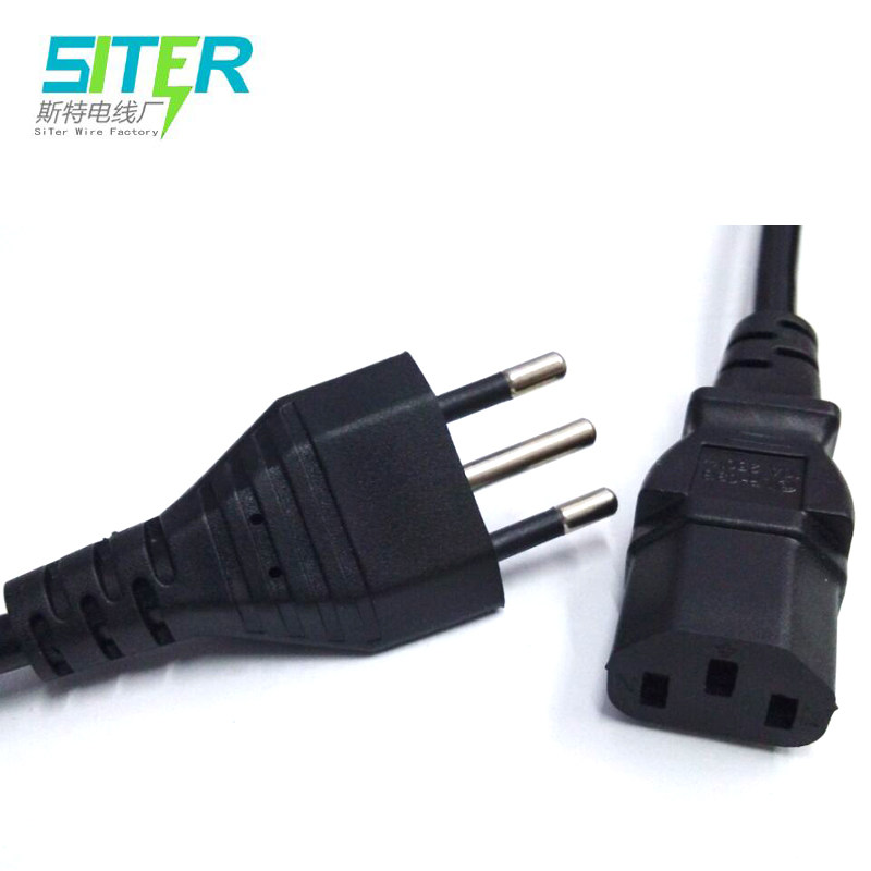 Power cord manufacturers Chile power cord Italian standard side-by-side three cylindrical product word plug cord 1 5 m 0 75MM2