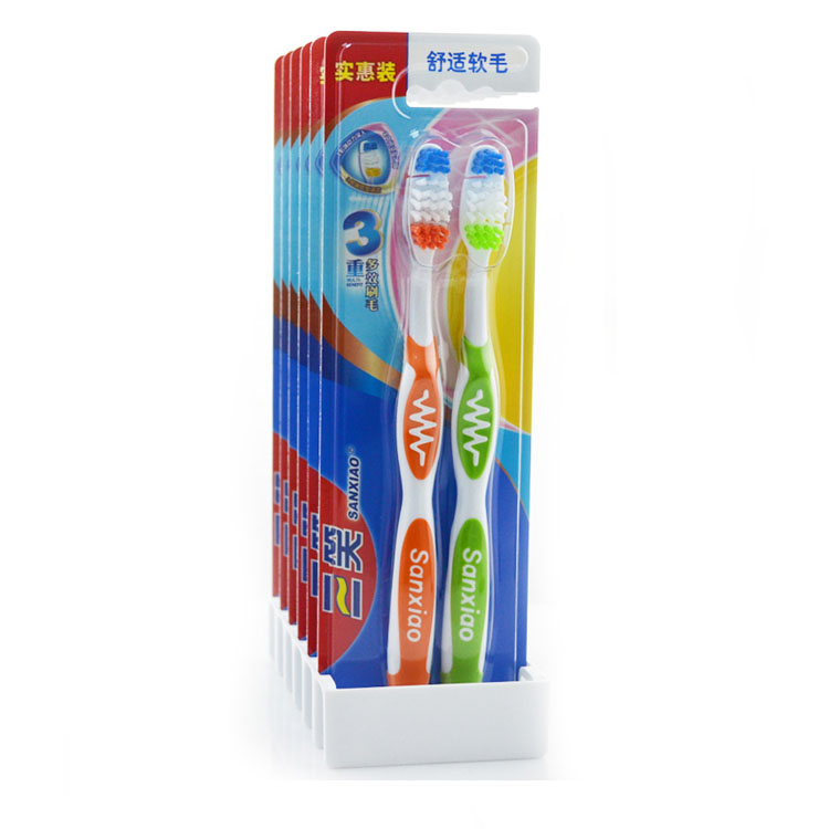 Three Laughs Toothbrushes 703 Promoted Twin Supports THREE-COLOR COMFORT TYPE IN SOFT HAIR HIGH AND CLEAN THREE LAUGHS