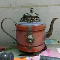 古玩收藏杂项 红玛瑙包仿银酒壶 古代老酒壶 茶壶 博古架摆件