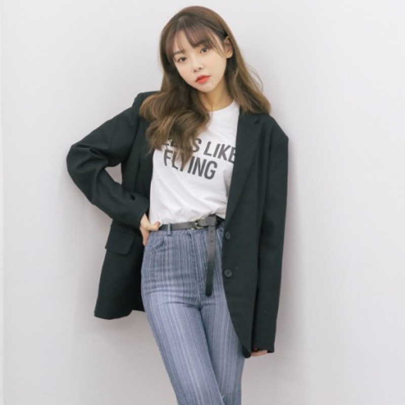 韩国stylenanda官方正品 基本款单排扣翻领夹克