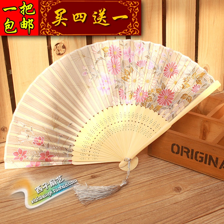 Chinese Style Folding Silk Female Fan Ladies Folding Fan Traditional Craft Gift Ideas Classical Small Bamboo Fan