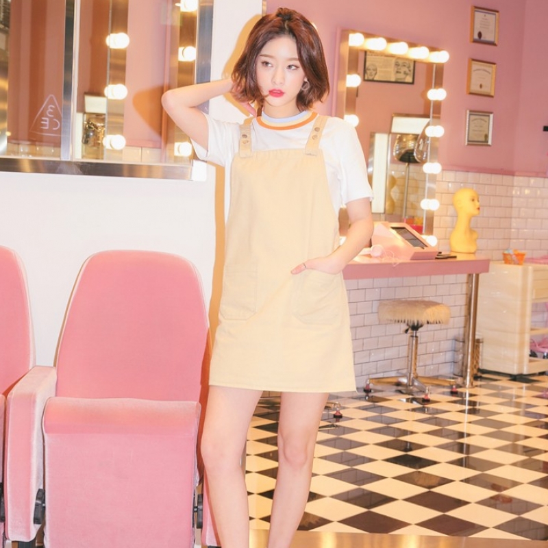 韩国stylenanda官方正品 甜美口袋装饰背带裙