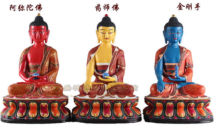 12-inch pure copper dense color pharmacist Buddha Amitabha Buddha Vajra hand Tibetan Tantric Buddhism handicraft decoration