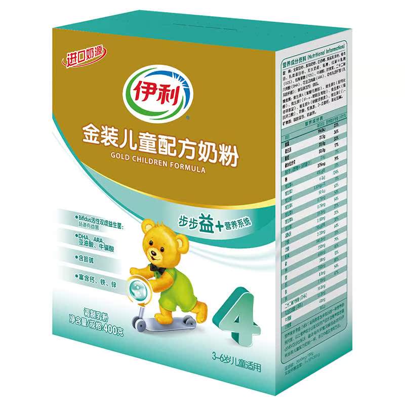 【苏宁易购】伊利奶粉金装儿童配方奶粉4段3-6岁400g*1盒进口奶源