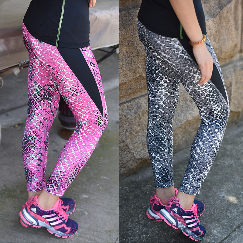Spring and autumn Women's style Fashion Camouflares elastic Fitness Fitness 90% pants Sweat Speed Dry Sports Tight yoga Running pants K742