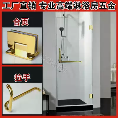 Titanium alloy color stainless steel single door swing door shower room Bathroom powder room glass partition hardware accessories full set