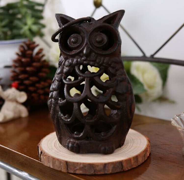 Special offer Creative retro cast iron owl-shaped candle holder Cafe bar garden ZAKKA groceries ornaments