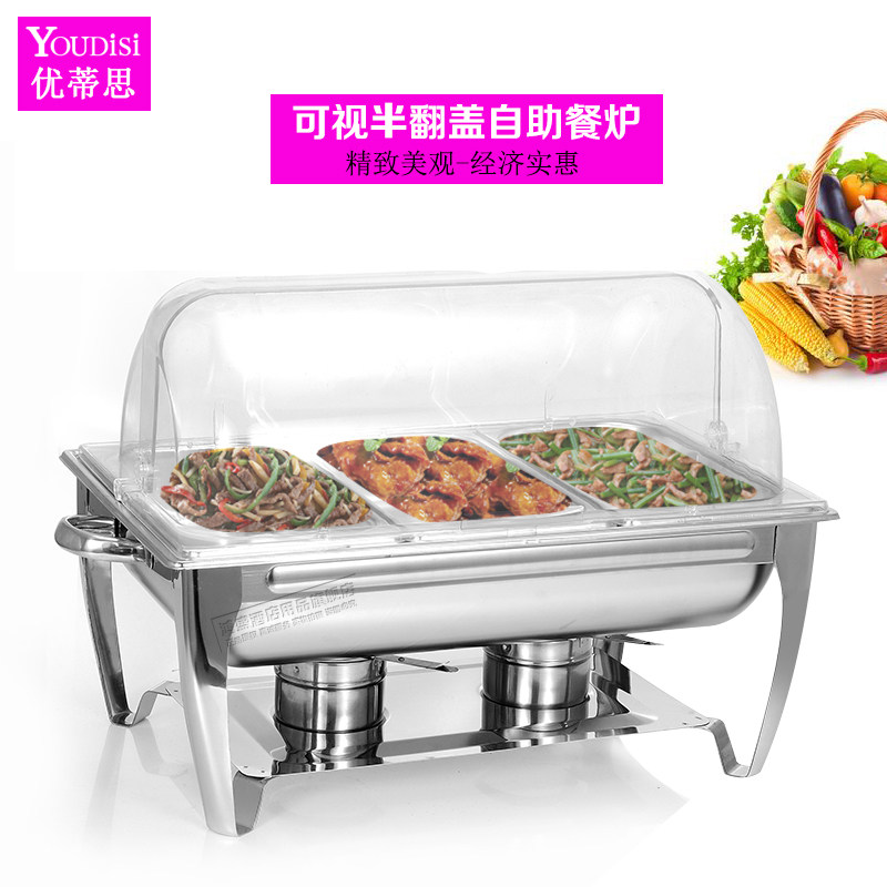 Uutith thickened square buffet oven clamshell stainless steel bufie stove with visible Western-dining stove Breakfast stove