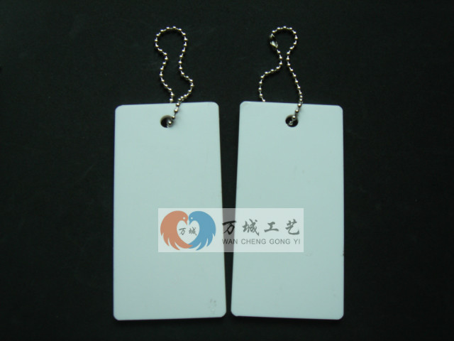 White acrylic hang tag blank hang tag with bead chain can be customized