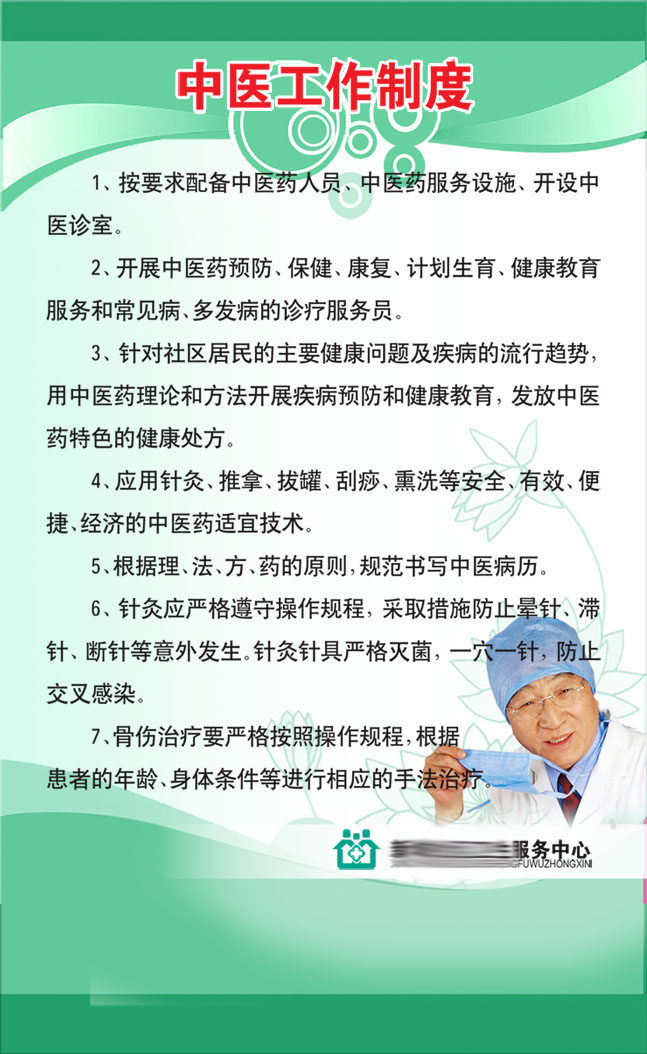 738海报印制写真喷绘198医院文化工作制度宣传栏6中医工作制度
