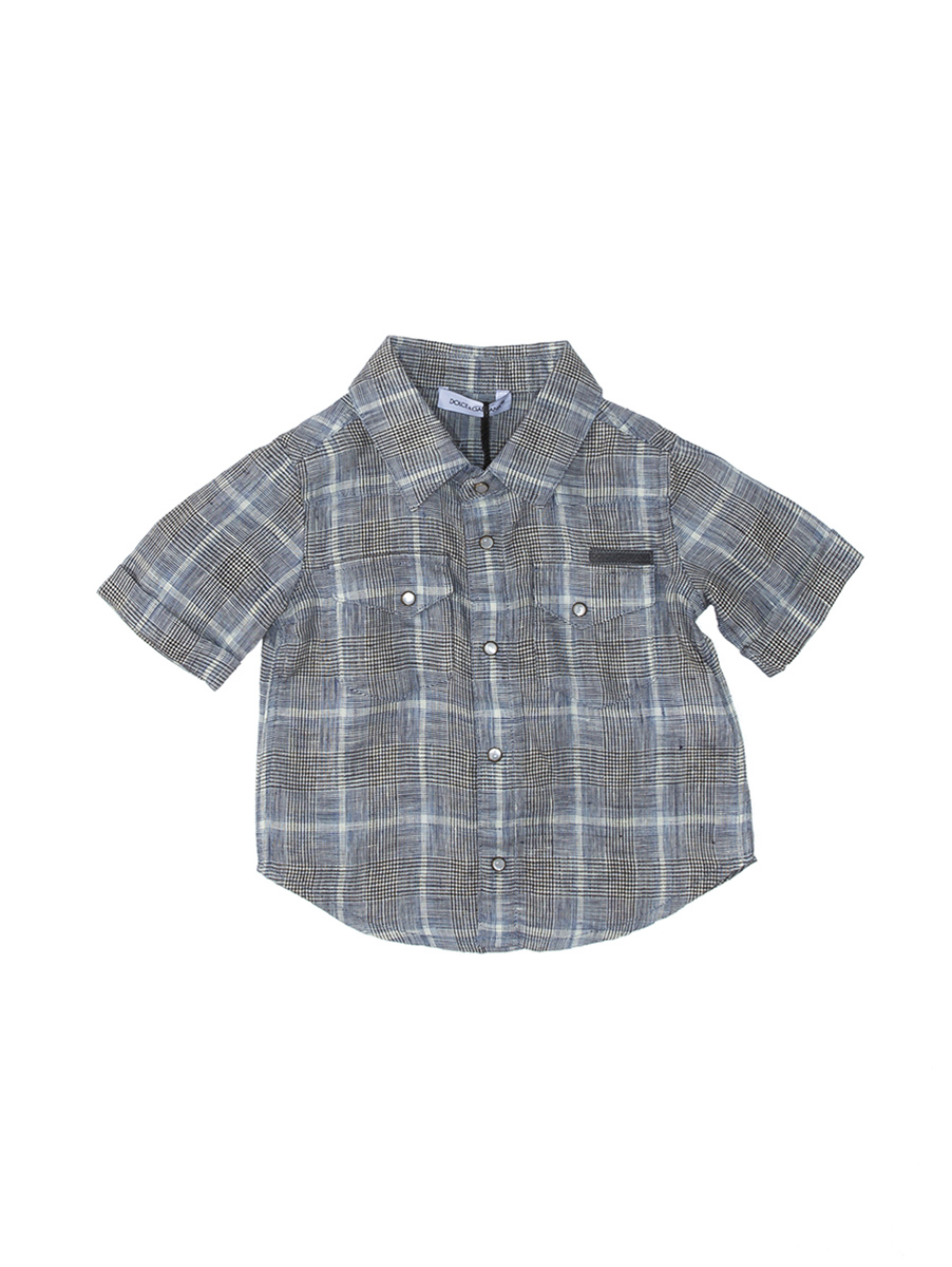 Dolce&Gabbana 灰色格纹双口袋短袖衬衫