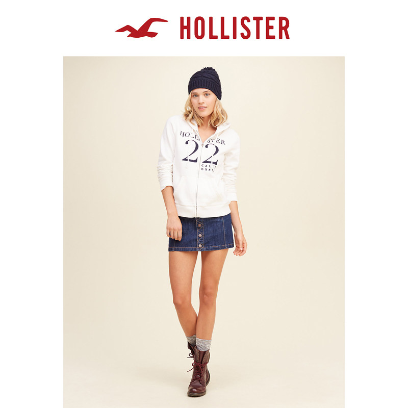 Hollister 刺绣标识图案帽衫卫衣  女   105023