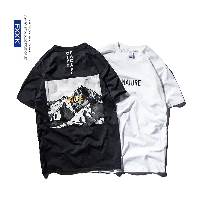 欧美潮牌街头余文乐男士短袖日系复古字母印花圆领半袖体恤男T恤