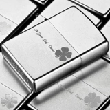 Оригинальная ветрозащитная матовая зажигалка на керосине, четырехлистный клевер, делается под заказ