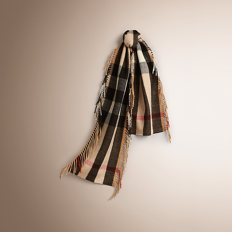 Burberry博柏利 The Fringe - 格纹羊绒混纺流苏围巾 39915301