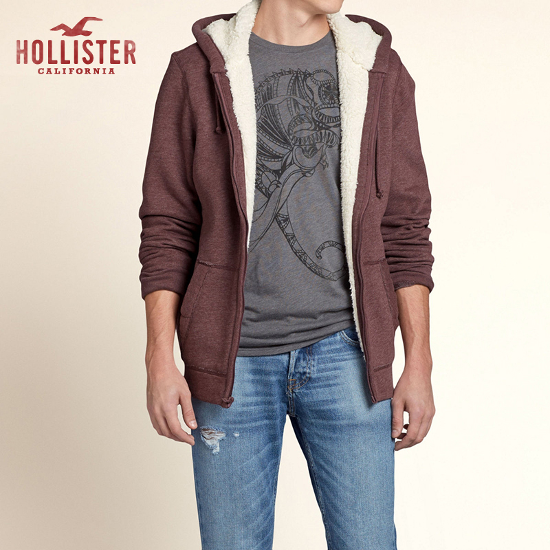 Hollister Seascape 羊羔绒内衬风帽 男 85727