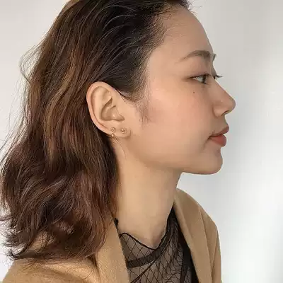 Exclusive design American imported 14K gold injection exquisite personality fashion simple temperament Mini small ear needle female Collection