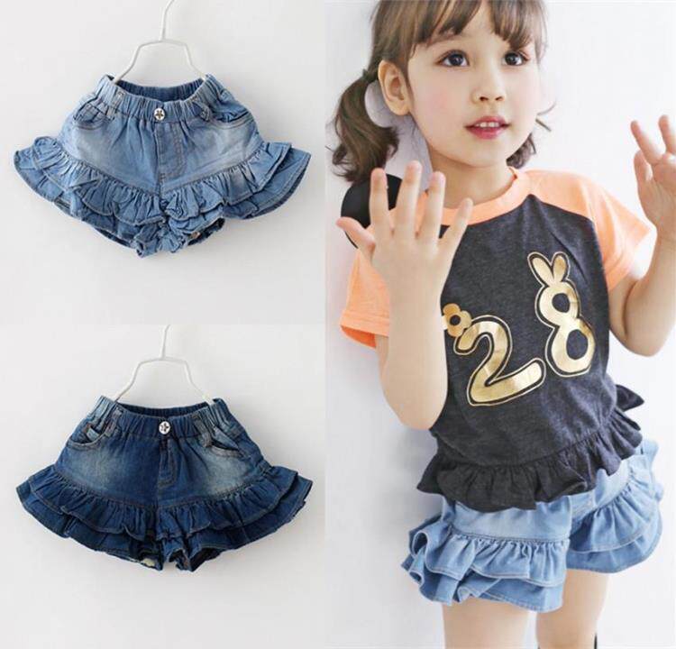 Girls denim shorts ruffled baby baby children's shorts summer 2020 versatile cotton Korean version children's clothing special