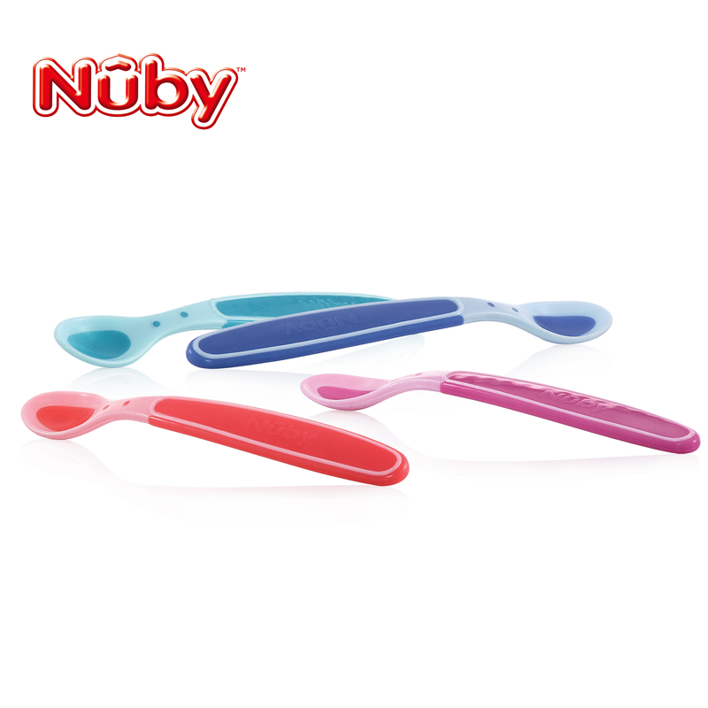美国Nuby努比新生婴儿变色感温勺子宝宝安全用品儿童餐具感温汤勺