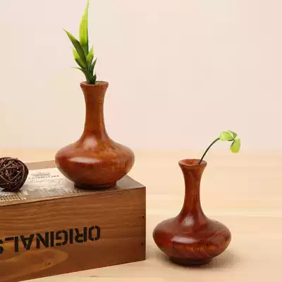 Wooden Vase Bucket Retro Whole Wood Mini Small Vase Flower Decorative Vase Vintage Vase