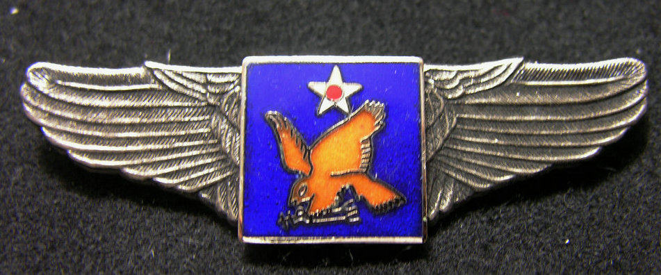 U.S. Air Force World War II Victory Commemorative Wing Badge 02 (Second Air Force) Brass Antique Silver Plated True Enamel