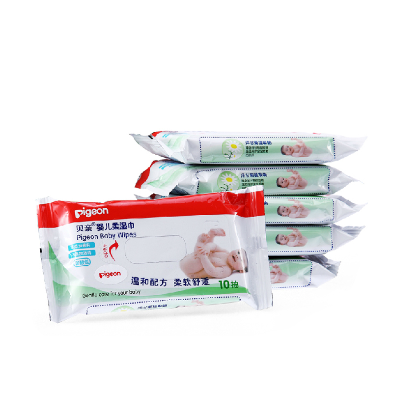 贝亲婴儿湿巾 新生儿宝宝红屁屁专用湿巾纸10片湿纸巾6连包pl133