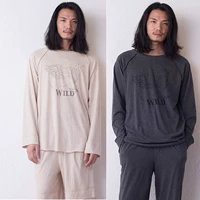 Hoa nở tại nhà Mặc mùa thu và mùa đông Mới đan Cotton Bộ đồ ngủ nam dài tay áo thun cotton Quần pyjama đồ bộ pijama