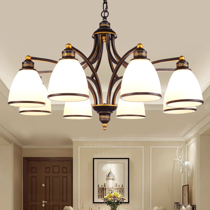 美式吊灯 客厅灯具欧式铁艺灯led现代简约卧室灯乡村餐厅灯北欧灯