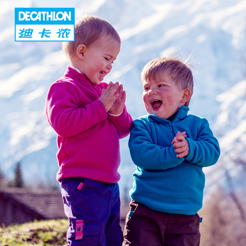 迪卡侬 秋冬户外新款抓绒衣 宝宝婴儿加厚保暖摇粒绒卫衣 QUECHUA