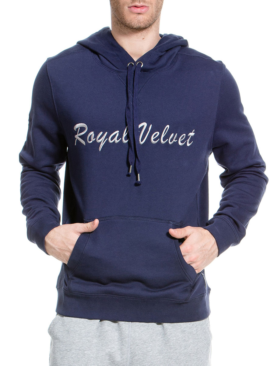 ROYAL VELVET|宝蓝色男士连帽套头卫衣