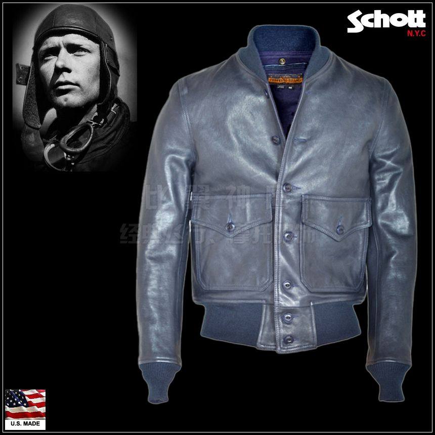 Schott USA Origin Vintage A1 Flight Jacket-Hand Waxed Vegetable Dyed Lambskin-P2484