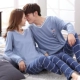 Nhìn mới Lan mùa xuân và mùa thu tay dài ngọt ngào dễ thương có thể mặc bên ngoài cotton vài bộ đồ ngủ nam và nữ phục vụ tại nhà - Giống cái