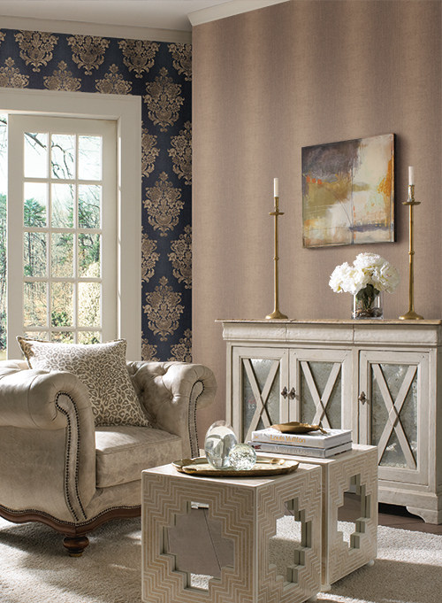 190 US imports YORK York wallpaper European - style - Euro - luxury retro - gradient vertical stripes