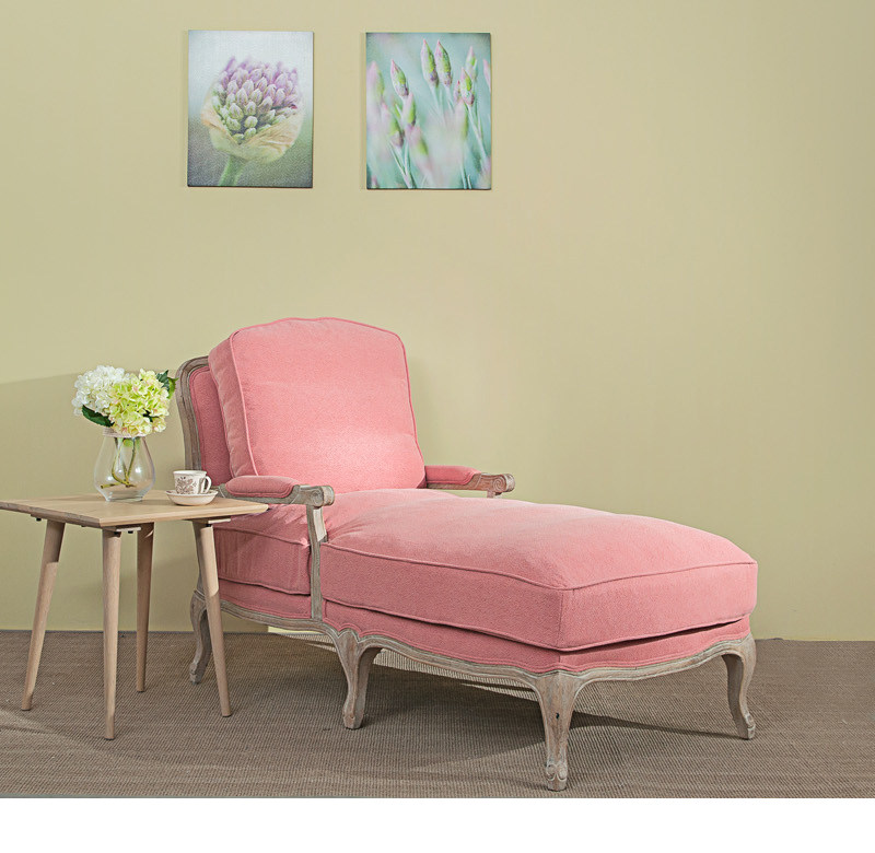 Concubine chaise longue American French country sofa chair fabric chaise longue neo-classical retro old bedroom sofa