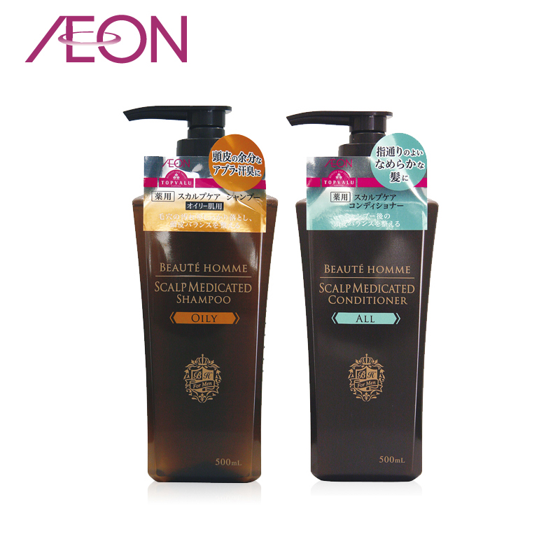 AEON日本进口TOPVALU男士药用头皮油性肌肤用洗发水护发素套装