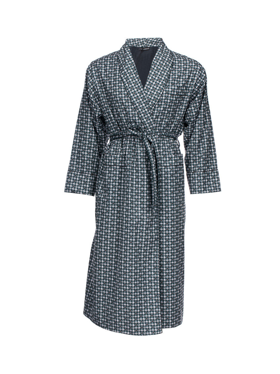 Dolce&Gabbana 绿色个性印花系带长款家居服