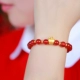 Rượu vang đỏ garnet tự nhiên vòng tay đơn nữ 3D vòng đeo tay táo vàng 3D mã não đỏ tặng quà ngày Valentine cho bạn gái vòng tỳ hưu Vòng đeo tay Clasp