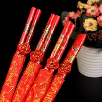 Ai No Xifang wedding supplies red brocade dragon and phoenix bamboo chopsticks newcomer wedding with red chopsticks